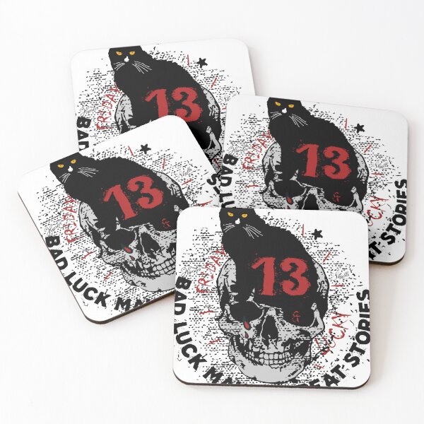 Item preview, bad luck black cat skull tattoo 13 skull designed and sold by Achille3777.
