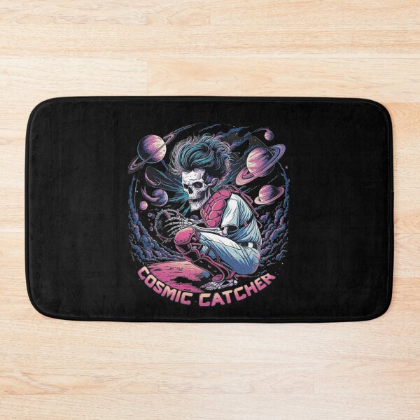 Item preview, Cosmic Skeleton Catcher in Space – Unique Futuristic Baseball Art designed and sold by love3617.
