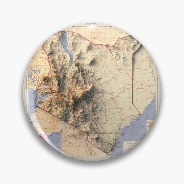 Item preview, 1957 Kenya Shaded Relief Map 3D digitally rendered designed and sold by ThinkAboutMaps.