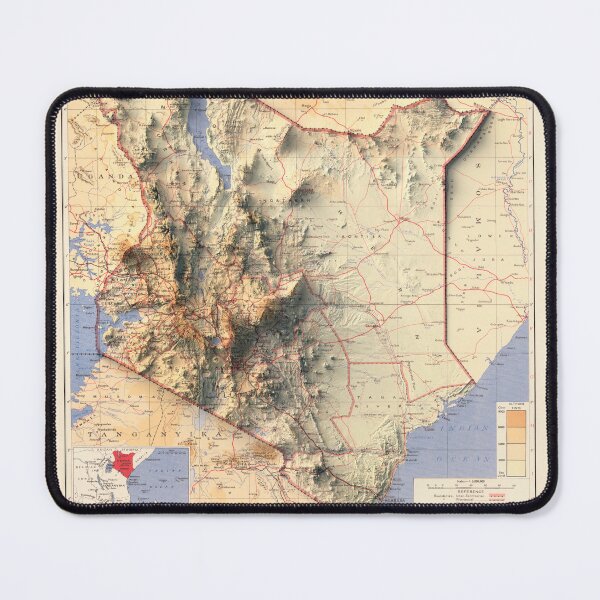 Item preview, 1957 Kenya Shaded Relief Map 3D digitally rendered designed and sold by ThinkAboutMaps.