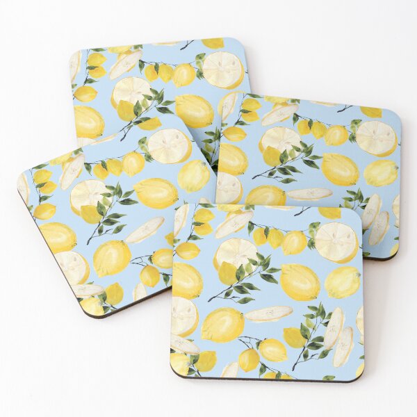 Item preview, Lemonlife - a fresh summery pattern of lemons on light blue background  designed and sold by RPrince1.