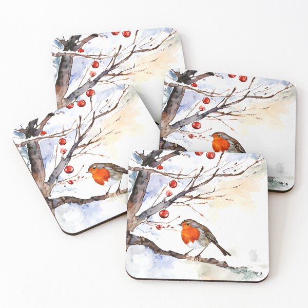 Item preview, Robin in Winter Wonderland: Christmas Watercolor Illustration designed and sold by soulfulpalette.