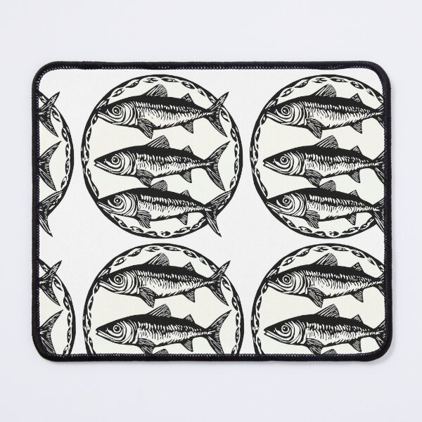Item preview, Sardine Society Sophistication Circle Simple woodcut print designed and sold by Vicki Noble Art.