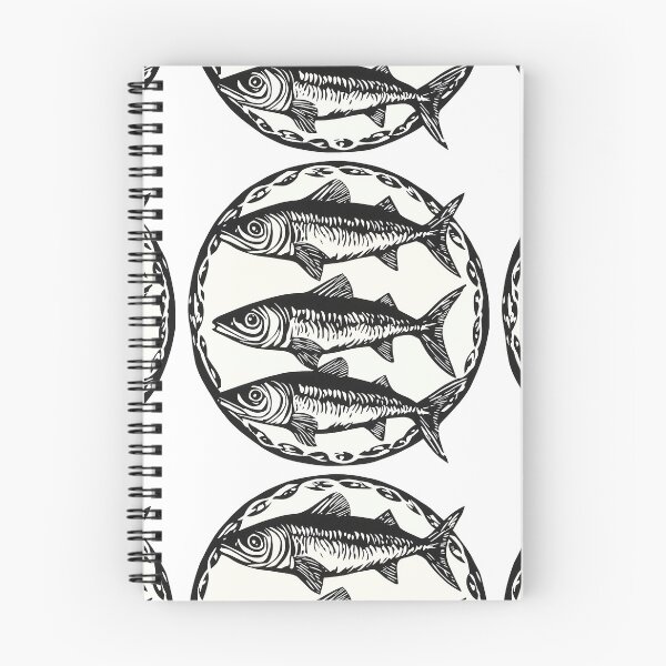 Item preview, Sardine Society Sophistication Circle Simple woodcut print designed and sold by Vicki Noble Art.