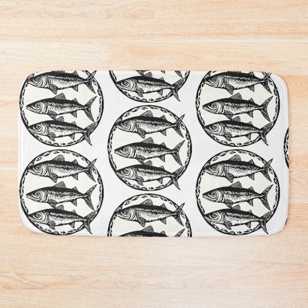 Item preview, Sardine Society Sophistication Circle Simple woodcut print designed and sold by Vicki Noble Art.