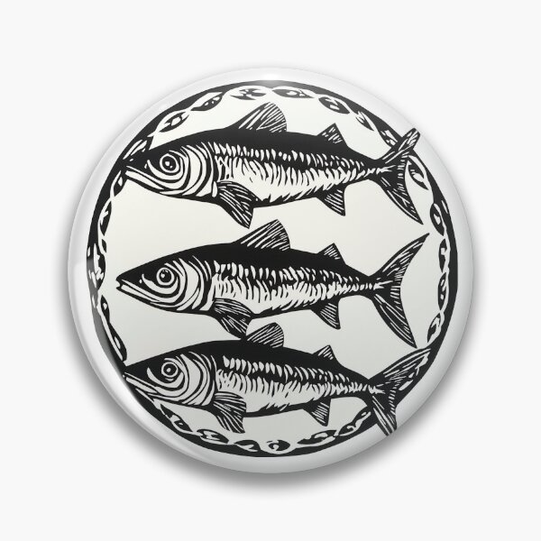 Item preview, Sardine Society Sophistication Circle Simple woodcut print designed and sold by Vicki Noble Art.