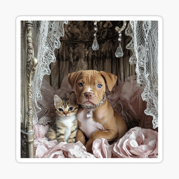 Item preview, Staffy And A Bengal Cat Feline Friends designed and sold by Nocturne  Paws.
