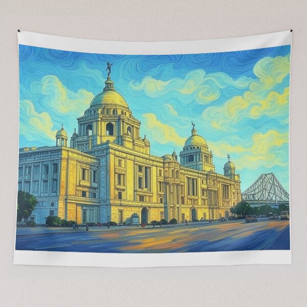 Item preview, Kolkata Skyline with Howrah Bridge designed and sold by Places On Earth.