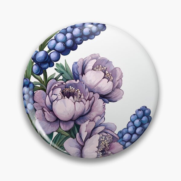Item preview, Purple peony and blue flowers designed and sold by Virginiia89.