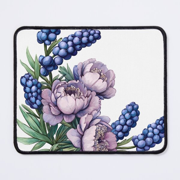 Item preview, Purple peony and blue flowers designed and sold by Virginiia89.