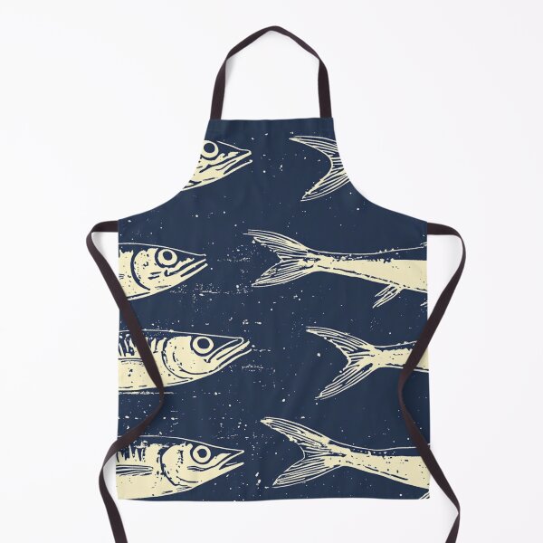 Item preview, Sardine Woodcut on Weathered Blue Background designed and sold by Vicki Noble Art.