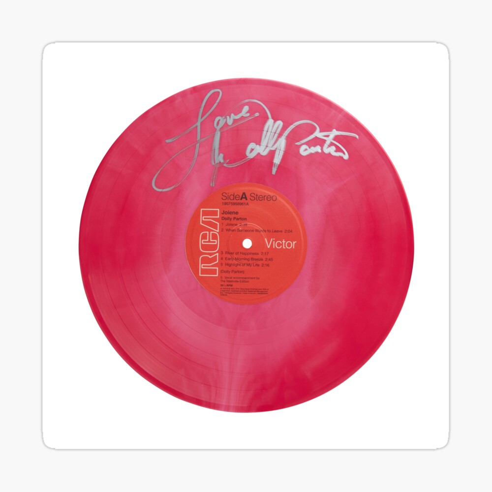 Dolly Parton Jolene Album Pink Autographed Vinyl Record Artwork Poster