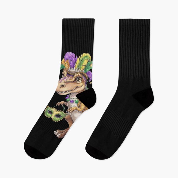 Item preview, Festive Mardi Gras Dinosaur with Colorful Beads and Mask designed and sold by love3617.