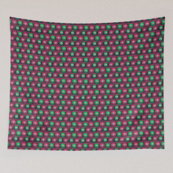 Item preview, White eyes in pink and green circles designed and sold by DropRomance.