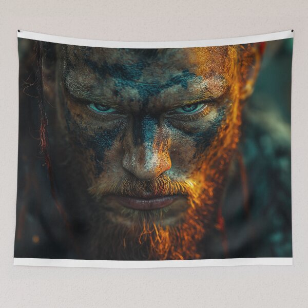Item preview, Fierce Viking Warrior Portrait | Dramatic Face Paint and Intensity designed and sold by SavinMercantile.