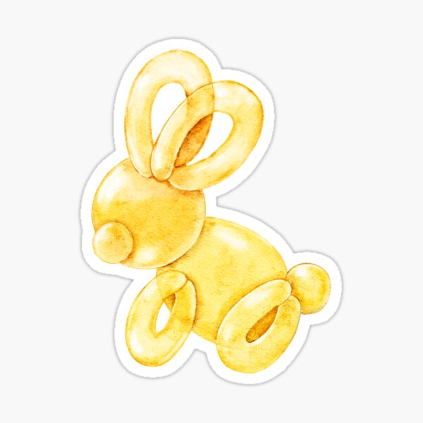 Item preview, bunny balloon, yellow, animals, cute, bright, hand drawn, hare, rabbit, shiny, glossy, inflated, ears, paws, dog, poodle, rollable balloons designed and sold by ekk8.