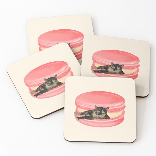 Item preview, Cute Tortie Cat in a Pink Macaroon designed and sold by letsgroove.