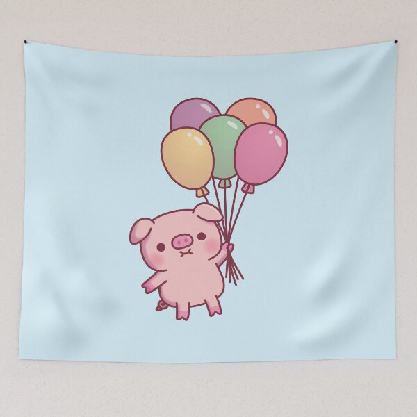 Item preview, Cute Pig Flying With Balloons designed and sold by rustydoodle.
