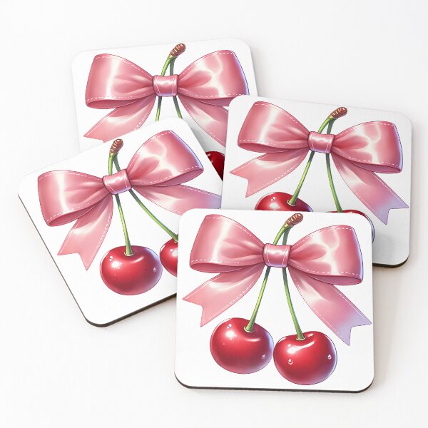 Item preview, A0632 Cute Cherries with Pink Bow - Adorable Decorative Accent, Perfect Gift, Whimsical Home Décor, and Collectible Keepsake designed and sold by angieart68.