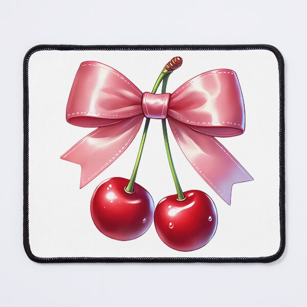 Item preview, A0632 Cute Cherries with Pink Bow - Adorable Decorative Accent, Perfect Gift, Whimsical Home Décor, and Collectible Keepsake designed and sold by angieart68.