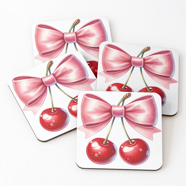 Item preview, A0632 Cute Cherries with Pink Bow - Adorable Decorative Accent, Perfect Gift, Whimsical Home Décor, and Collectible Keepsake designed and sold by angieart68.