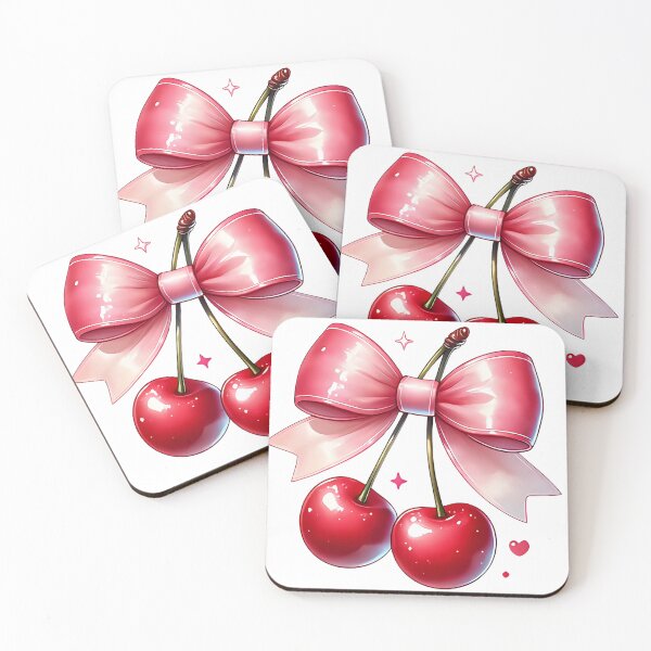Item preview, A0632 Cute Cherries with Pink Bow - Adorable Decorative Accent, Perfect Gift, Whimsical Home Décor, and Collectible Keepsake designed and sold by angieart68.