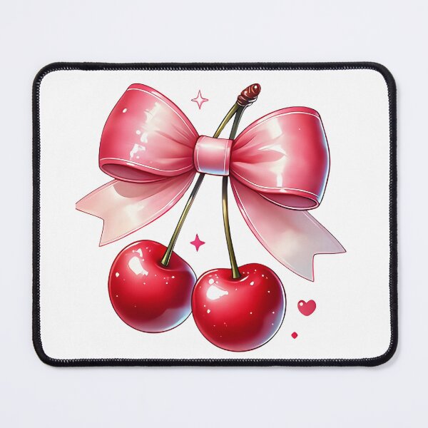 Item preview, A0632 Cute Cherries with Pink Bow - Adorable Decorative Accent, Perfect Gift, Whimsical Home Décor, and Collectible Keepsake designed and sold by angieart68.