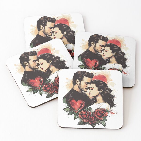 Item preview, Romantic Couple with Roses – Vintage Love Story designed and sold by VividCore.