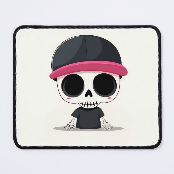 Item preview, Cute Skull Cartoon in Pink Cap Vector Art designed and sold by GoldenTealArts.
