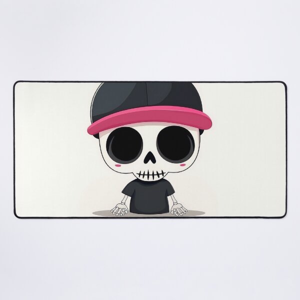 Item preview, Cute Skull Cartoon in Pink Cap Vector Art designed and sold by GoldenTealArts.