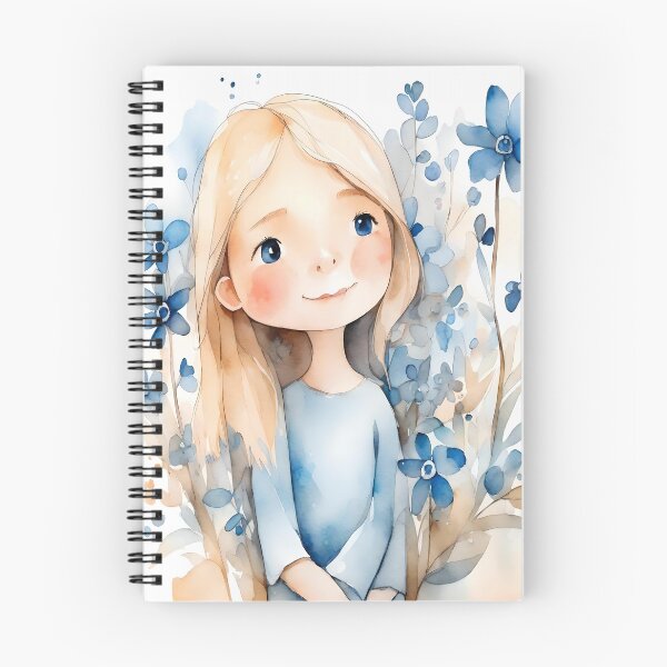 Item preview, Cute blond girl wiith blue flowers designed and sold by DWeyers.