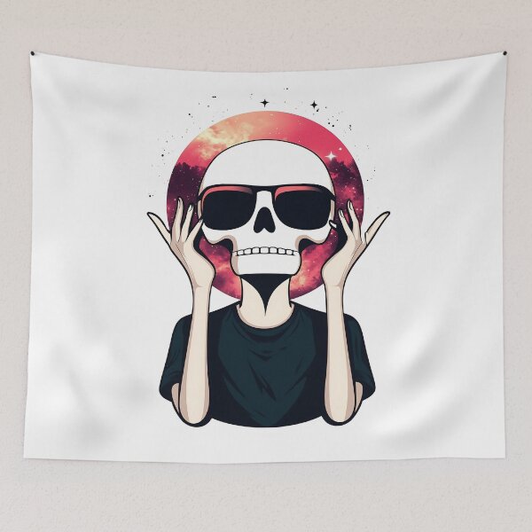 Item preview, Sunset Skull Logo With Sunglasses Illustration designed and sold by GoldenTealArts.