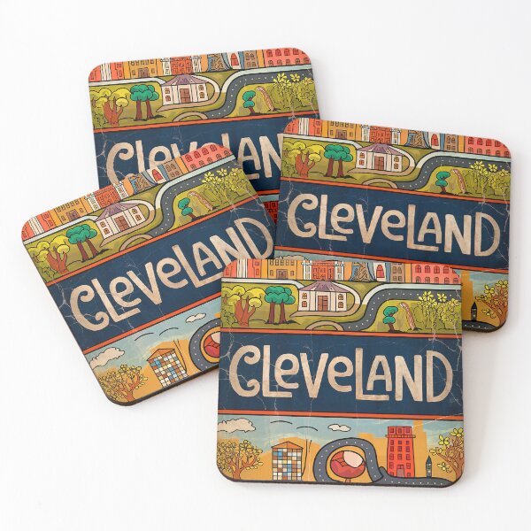Item preview, Cleveland City Vintage Whimsical Retro Typography Art designed and sold by Witty Shirts.