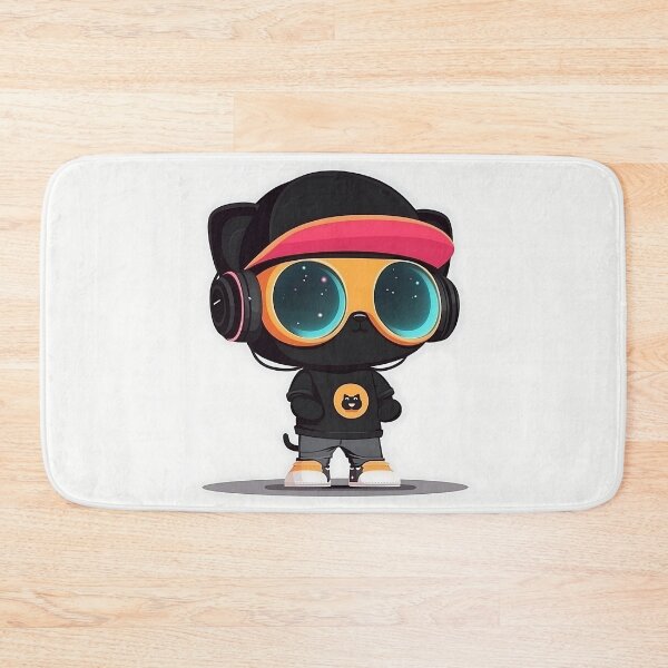 Item preview, Hip Hop Cat Cartoon Character Vector Illustration designed and sold by GoldenTealArts.