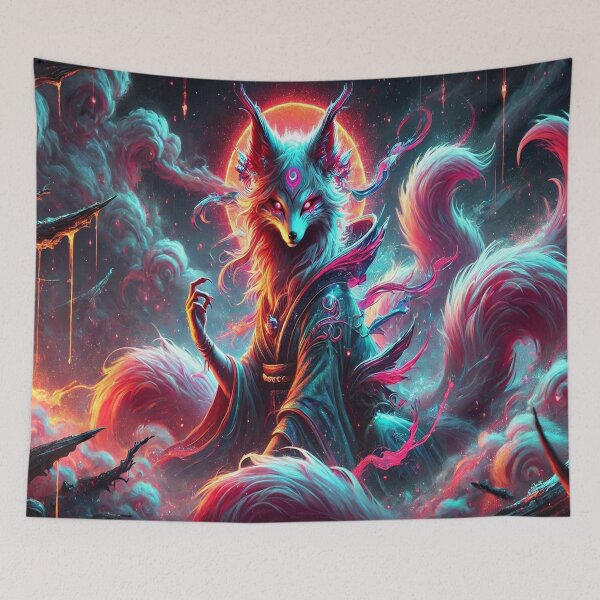 Item preview, AI generated kitsune, dystopian fantasy designed and sold by AI-this-is-AI.