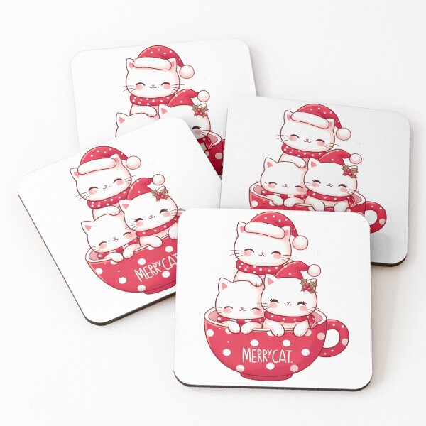Item preview, A0640 Festive Merry Cat Stack - Cheerful Holiday Décor, Adorable Cat Figurines, Perfect Gift for Christmas, Unique Seasonal Keepsake designed and sold by angieart68.