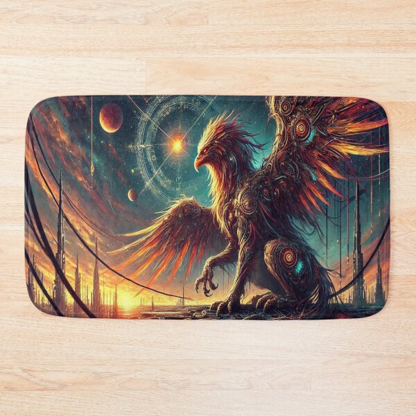 Item preview, AI generated griffin, dystopian fantasy designed and sold by AI-this-is-AI.