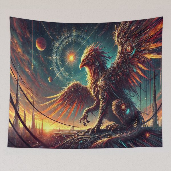 Item preview, AI generated griffin, dystopian fantasy designed and sold by AI-this-is-AI.