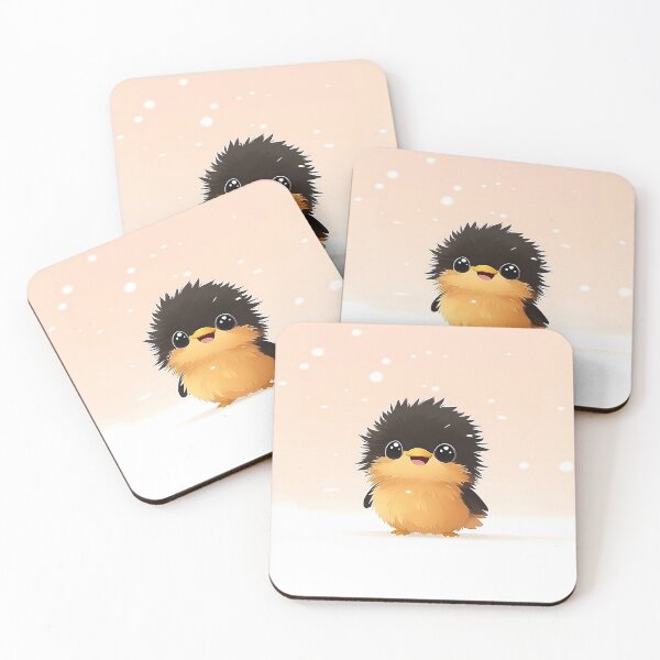 Item preview, Adorable Cartoon Chick in Snowy Pink Background designed and sold by GoldenTealArts.