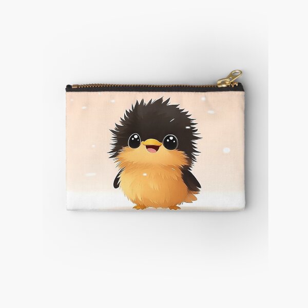Item preview, Adorable Cartoon Chick in Snowy Pink Background designed and sold by GoldenTealArts.