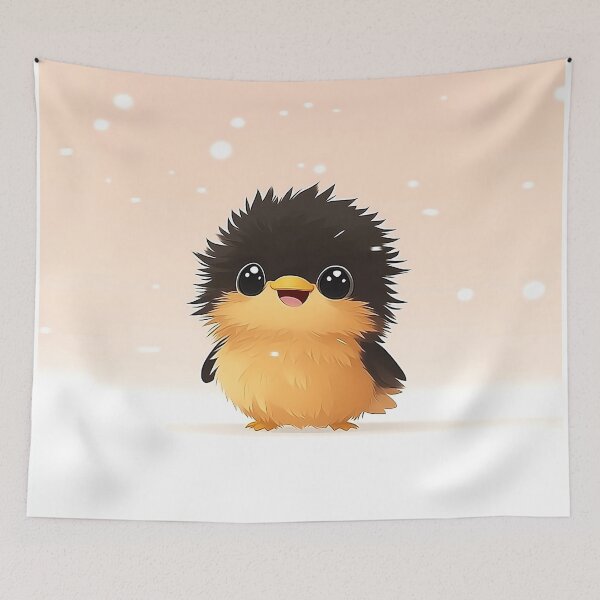 Item preview, Adorable Cartoon Chick in Snowy Pink Background designed and sold by GoldenTealArts.