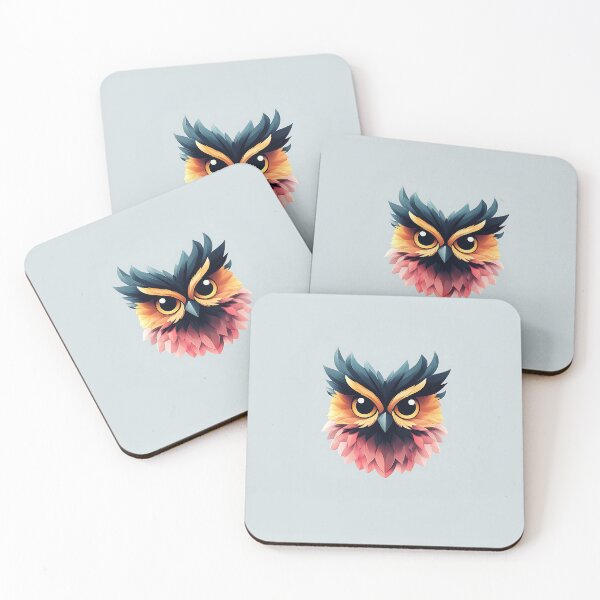 Item preview, Colorful Owl Head Minimalist Vector Logo designed and sold by GoldenTealArts.