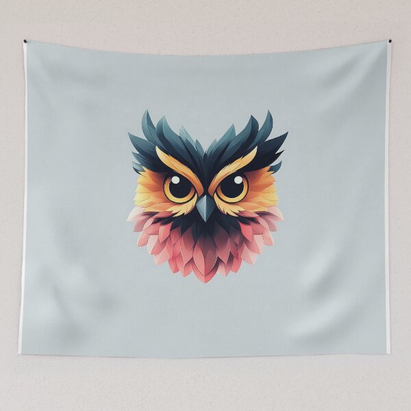 Item preview, Colorful Owl Head Minimalist Vector Logo designed and sold by GoldenTealArts.