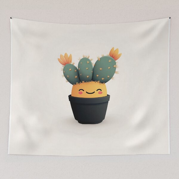 Item preview, Adorable Smiling Cactus Vector Illustration designed and sold by GoldenTealArts.