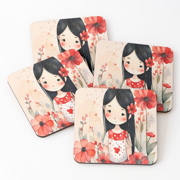 Item preview, Cute black girl with red flowers designed and sold by DWeyers.
