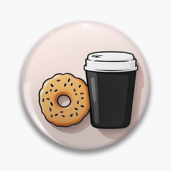 Item preview, Cartoon Coffee Cup and Doughnut Illustration designed and sold by GoldenTealArts.