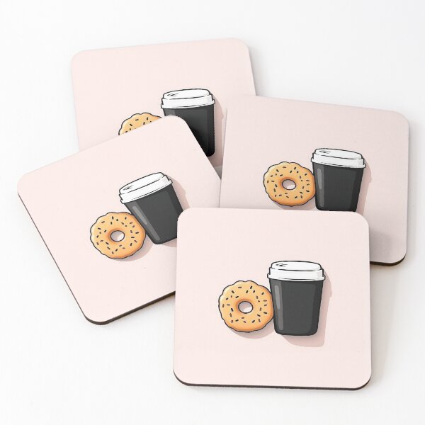 Item preview, Cartoon Coffee Cup and Doughnut Illustration designed and sold by GoldenTealArts.