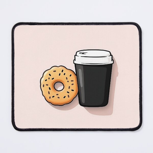 Item preview, Cartoon Coffee Cup and Doughnut Illustration designed and sold by GoldenTealArts.