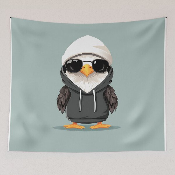 Item preview, Cool Cartoon Eagle in Stylish Hoodie Illustration designed and sold by GoldenTealArts.