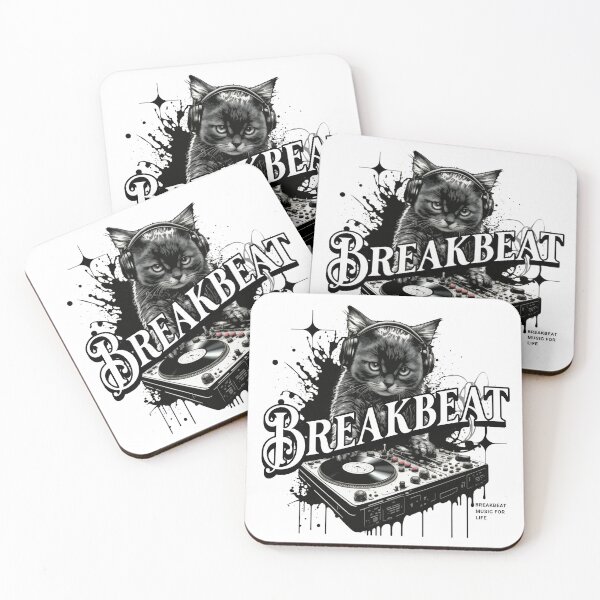Item preview, BREAKBEAT  - Feline The Breaks (Black)  designed and sold by Discothreadz.